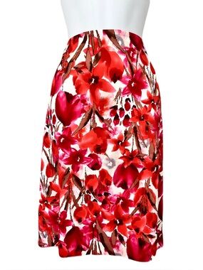 NWT Via Condotti Orange Multicolor Floral Skirt, Size 14